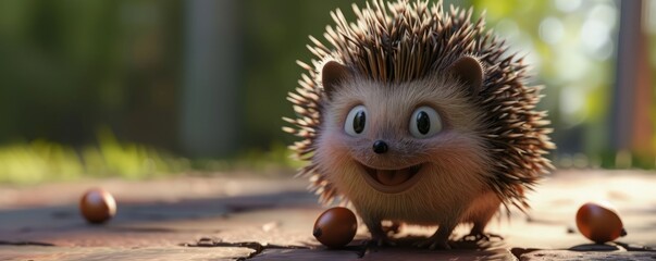 3d cartoon hedgehog.