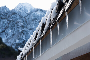 Icicles hanging from the eaves