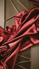 Close Up of a Red Cloth on a Table - obrazy, fototapety, plakaty