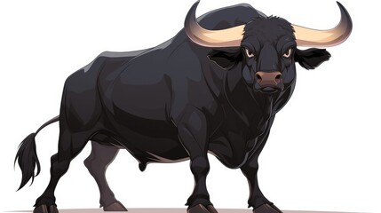 Illustration of a black bull in cartoon