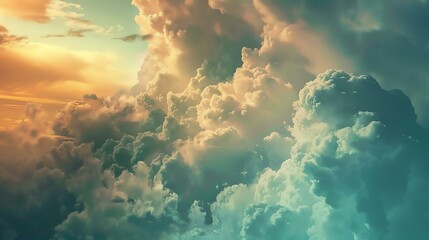 Amazing beautiful cloudscape with bright sun rays breaking through the clouds.