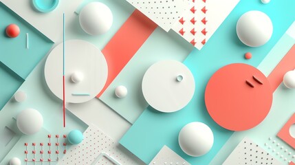 3D rendering of geometric shapes. The image has a clean and modern look, with simple shapes and colors.