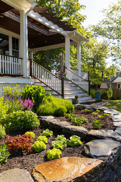Stairway of porch and garden 