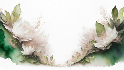 Ilustracja motyw kwiatowy. Kremowe kwiaty na białym tle. Tapeta kwiaty, puste miejsce na tekst. Tło kwiatowe, abstrakcyjny wzór