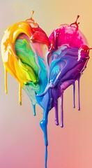 Vibrant heart-shaped swirl of melting paint expresses love, creativity, and the fluidity of emotions in a colorful palette