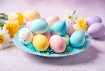 Obraz na płótnie Canvas Easter pastel colored eggs