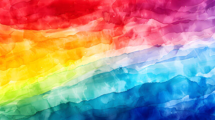 Vibrant abstract rainbow watercolor background, ideal for LGBTQ Pride Month events, digital art illustration.