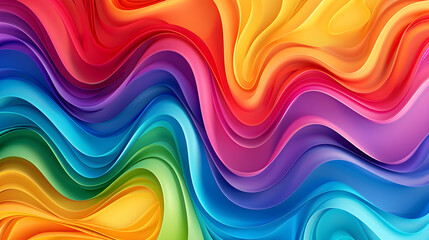 Obraz premium Vibrant abstract wave pattern in rainbow colors, symbolizing LGBTQ pride and diversity, suitable for backgrounds or event decoration.