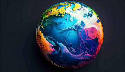 Earth with a rainbow color palette, suitable for environmental themes and education.