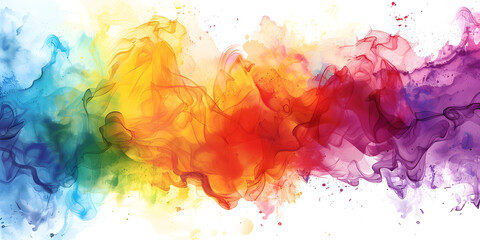 Vibrant watercolor abstract background with rainbow colors, symbolizing diversity and LGBTQ pride.