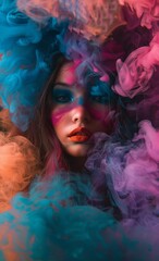 Abstract image showing vibrant smoke swirls in various colors creating a dynamic and colorful backdrop