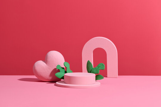 Valentine minimal scene for products showcase, Promotion display.