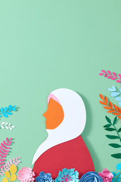 Happy Women's Day Concept with Muslim Young Woman Character