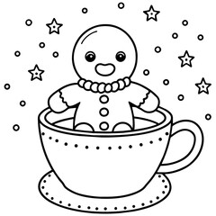 adorable-gingerbread-man-sitting-in-a-cup-of-hot-vector illustration