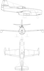 Yakovlev Yak-23 3-view-svg vector file . svg