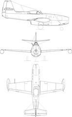 Print Yakovlev Yak-23 3-view-svg vector file.eps