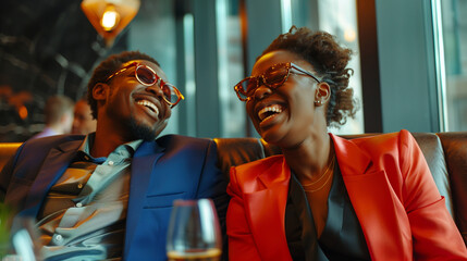 Obraz premium man and woman in the office laughing