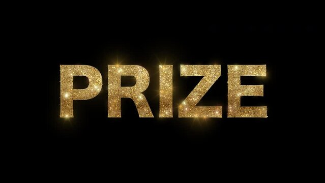 Sparkling golden ""PRIZE, alpha channel, transparent background