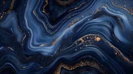 Abstract exclusive blue paint with a hint of gold wallpaper. Detailed stroke of paint.
