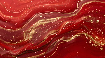 Abstract exclusive red paint with a hint of gold wallpaper. Detailed stroke of paint.