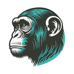 Monkey Head Vector Illustration Iconic Typography T-shirt New style Design Eps File Vector