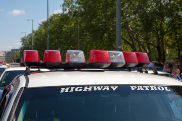 Siren of an American highway patrol police car