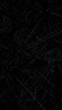 A white lines and small spheres in a black space.