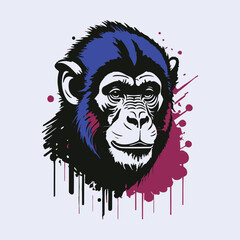 Monkey Head Vector Illustration Iconic Typography T-shirt New style Design Eps File Vector
