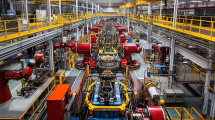 modern industrial technology with high-resolution images showcasing a factory plant equipped with advanced machinery and production lines, emphasizing precision and efficiency.