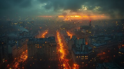 Fototapeta premium Aerial View of Paris France At Night