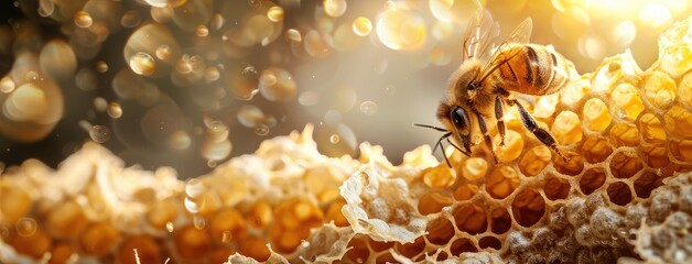 royal jelly produced by bees, emphasizing its natural richness and nutritional benefits. - obrazy, fototapety, plakaty