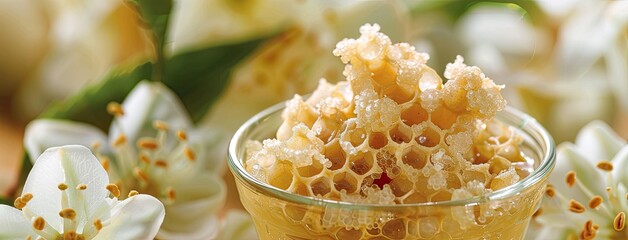 royal jelly produced by bees, emphasizing its natural richness and nutritional benefits. - obrazy, fototapety, plakaty