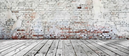 Background of white grunge brick wall