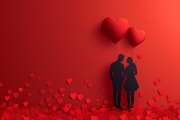 The Language of Love in Art: Romantic and Expressive Valentine Cards with 3D Designs, Heart Graphics, and Love Symbols - obrazy, fototapety, plakaty
