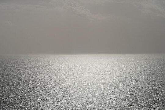 Gloomy grey sea and sky melancholic landscape