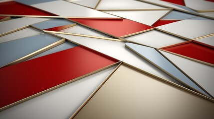 Futuristic white, gold, and red geometric 3d tech style background with bold design.