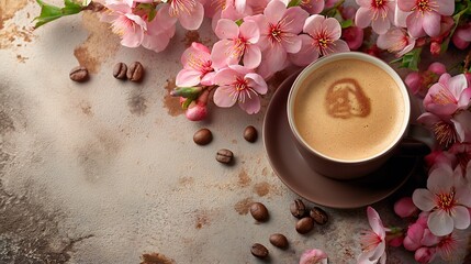 Obraz na płótnie Canvas coffee and flowers arrangement