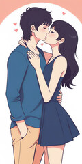 nternational kissing day concept illustration comics cartoon image