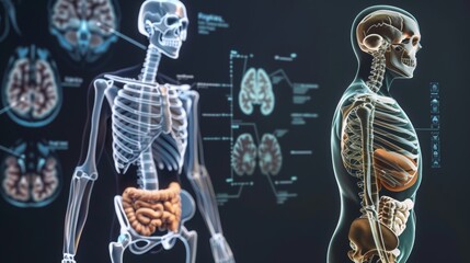 
Human skeleton & organs: 206 bones form structure & protection. Vital organs like heart, lungs, & brain maintain homeostasis, ensuring survival.