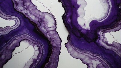 Royal purple and mahogany abstract background made with alcohol ink technique, bright white veins texture. - obrazy, fototapety, plakaty
