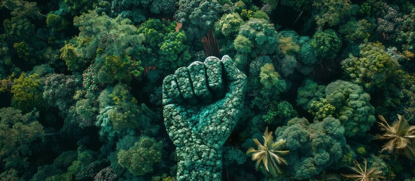 Top Aerial Shot of Forest Trees Forming a Hand Shape