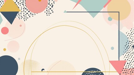 birthday invitation. modern, abstract, geometric skinny thin border, but only on the outer border, blank, plain empty space in the middle rectangle. color but no words
