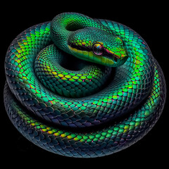 Fototapeta premium symbol of the year 2025 - green wooden snake