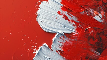 Thick oil paint in motion. White and red.