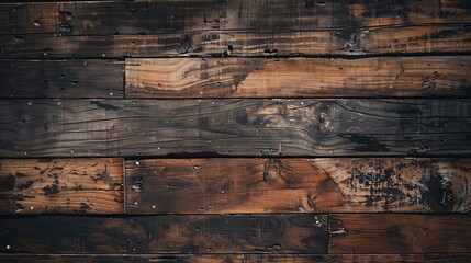 The image is a close-up of a wooden wall. The wood is dark and has a rough texture.