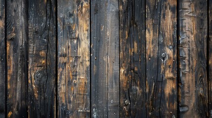 Rustic wooden fence background with a dark brown stain. The wood grain is visible and the texture is rough.