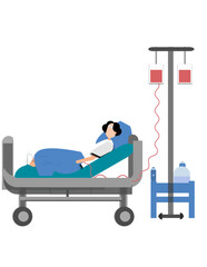 A man laying on on a machine bed in a hospital