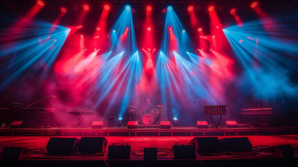6. Benefit Concert: A stage illuminated by dazzling lights and adorned with musical instruments awaits the performers at a charity benefit concert, where talented artists lend thei