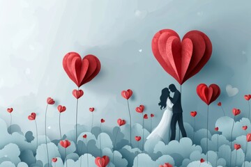 Modern and Artistic Valentine Decor: Exploring Love, Bonding, and Romantic Themes in Creative Illustrative Styles - obrazy, fototapety, plakaty