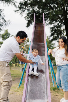 Family in a playground.